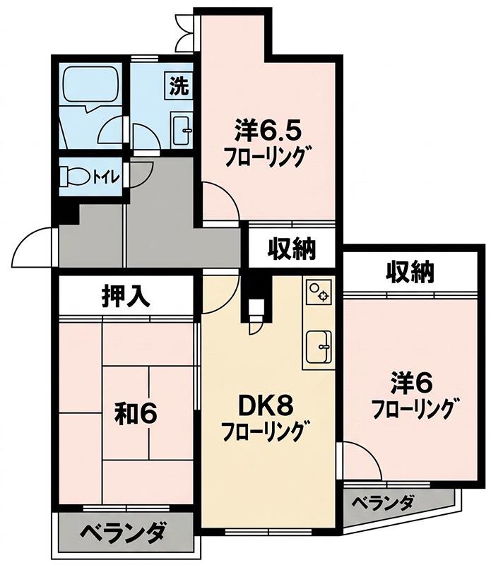 富士マンション(3DK/4階)の間取り写真