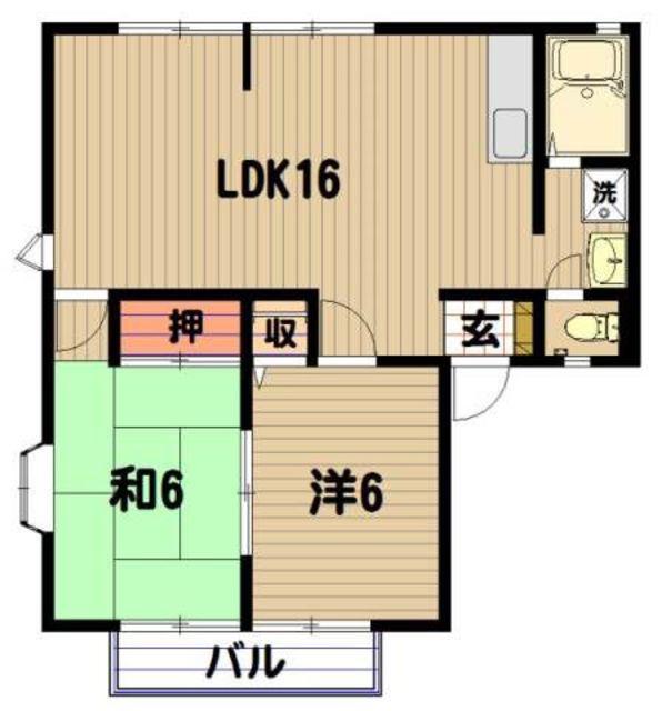 田園ハイツF(2LDK/2階)の間取り写真