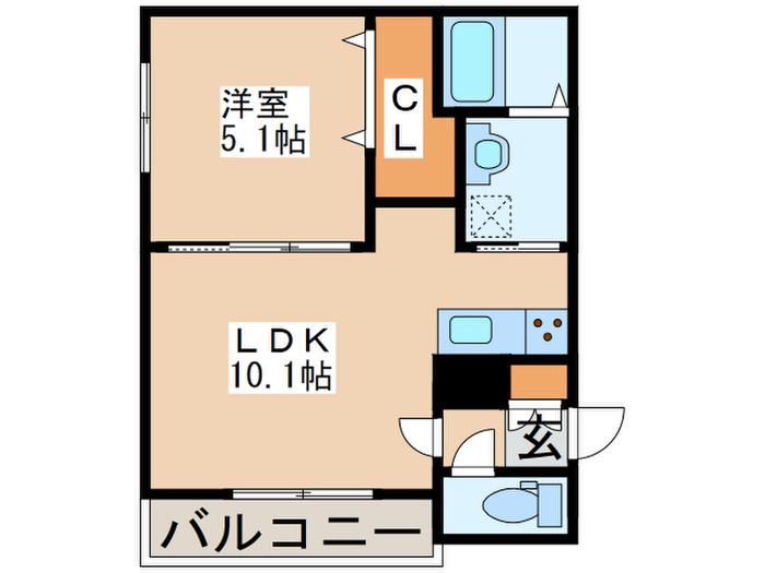 グランメール 月寒東B(1LDK/4階)の間取り写真