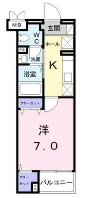 ヒッツヴィル(1K/1階)の間取り写真