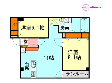 フォルテ カルカッサ(2LDK/1階)の間取り写真