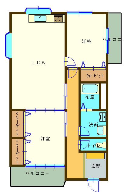ルーチェ(2LDK/3階)の間取り写真