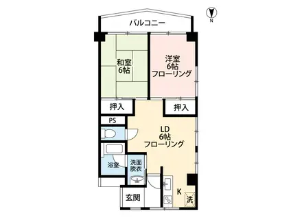 梅ヶ丘セントラルマンション(2LDK/5階)の間取り写真