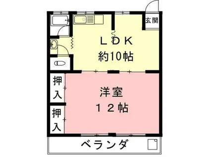 戸崎ビル(1LDK/3階)の間取り写真
