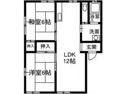 ラフォーレ福居5(2LDK/1階)の間取り写真