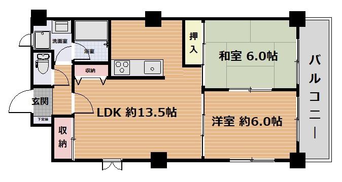 チェリービューマンション(2LDK/2階)の間取り写真