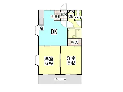 千成マンション(2DK/1階)の間取り写真