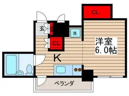 田辺ロイヤルコーポ(1K/5階)の間取り写真