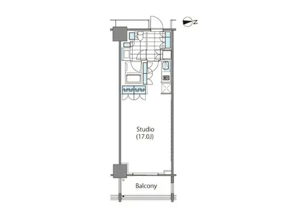 コンフォリア新宿イーストサイドタワー(ワンルーム/14階)の間取り写真