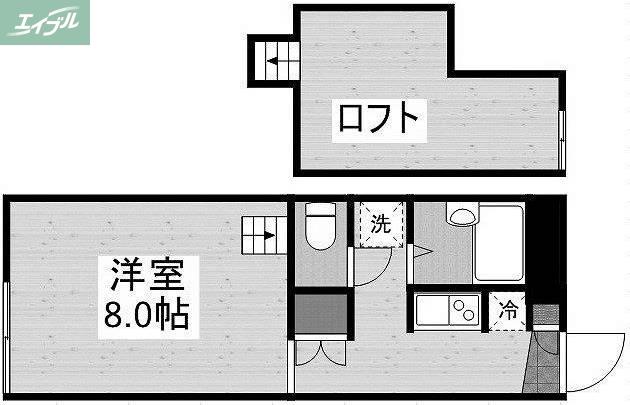 今バス停前シャルマンドミール(1K/2階)の間取り写真