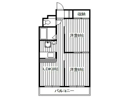 サンセイハイム下赤塚(2LDK/2階)の間取り写真