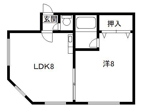 ハイデンス平岸B(1LDK/1階)の間取り写真