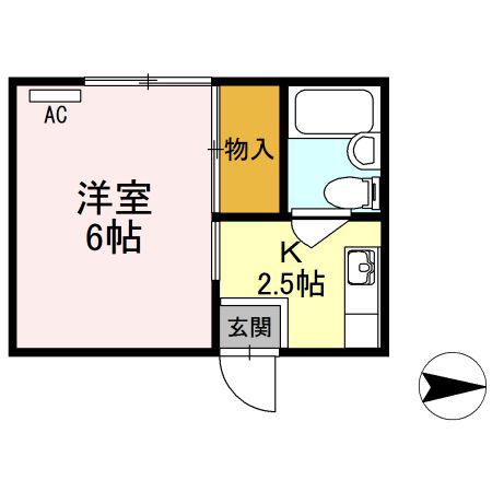 福島ハイツ(1K/2階)の間取り写真