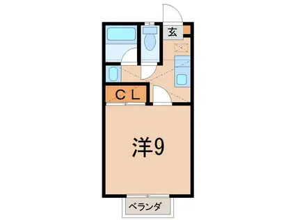 エルミタージュ(1K/1階)の間取り写真