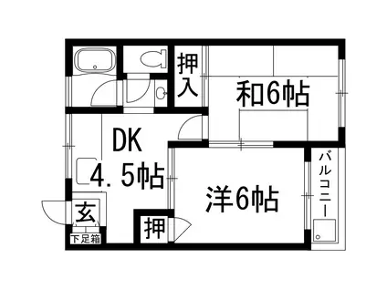 桜ヶ丘マンション(2DK/1階)の間取り写真