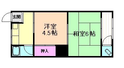 ゆたか荘(2K/2階)の間取り写真