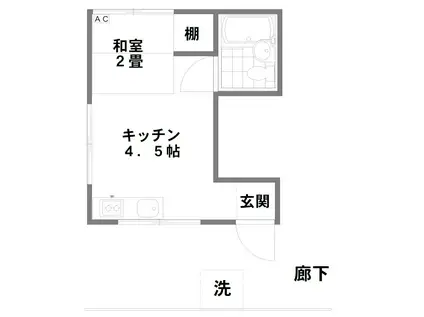 江川ハイツ(ワンルーム/2階)の間取り写真