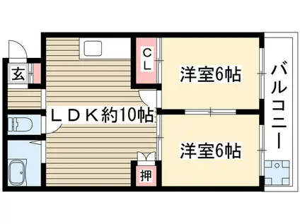 藤ヶ丘ニューハイツ(2LDK/2階)の間取り写真