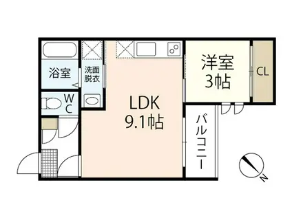 REGALEST LF庚午北(1LDK/3階)の間取り写真