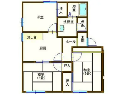 ラフォーレ鹿島(3DK/2階)の間取り写真