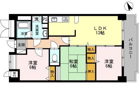 エール豊岡(3LDK/10階)の間取り写真