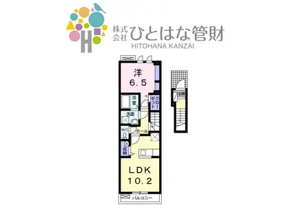 ＪＲ仙石線 東矢本駅 徒歩12分 2階建 築7年(1LDK/2階)の間取り写真