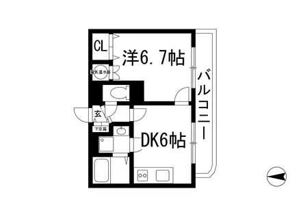 アスライフ宝塚山本ガーデン(1DK/2階)の間取り写真