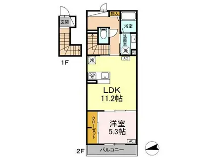 グラナーデ成城学園前A(1LDK/2階)の間取り写真