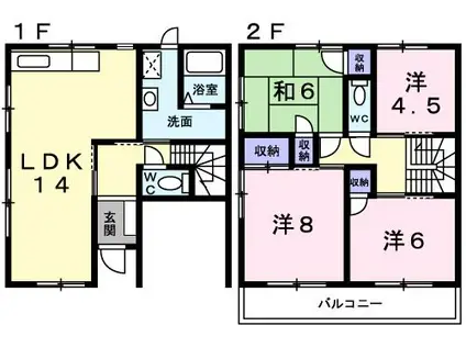 エナール桃山I(4LDK/1階)の間取り写真