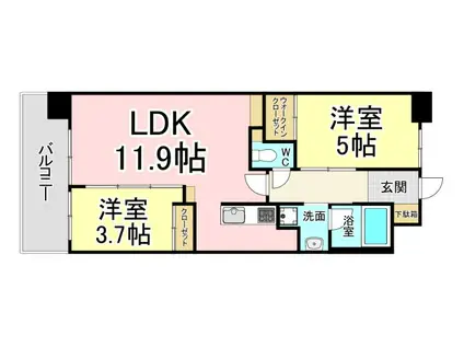 コンダクトレジデンスFUTAJIMA(2LDK/8階)の間取り写真