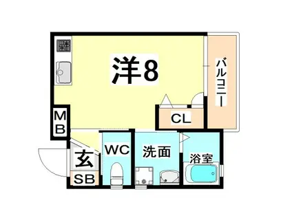フォレスタ東塚口(ワンルーム/2階)の間取り写真