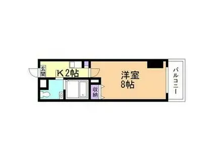 パレスRX大和町(1K/4階)の間取り写真