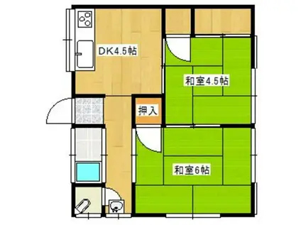安武アパート(2DK/2階)の間取り写真