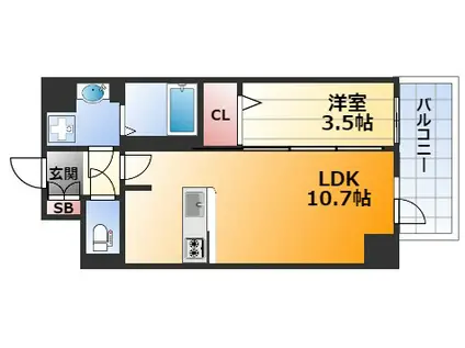 エスリード新大阪ザ・マーク(1LDK/15階)の間取り写真