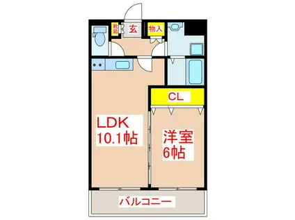 シンフォニー 加治木(1LDK/3階)の間取り写真