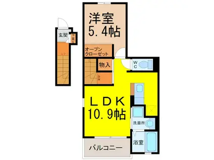 T-MAISON平安(1LDK/2階)の間取り写真