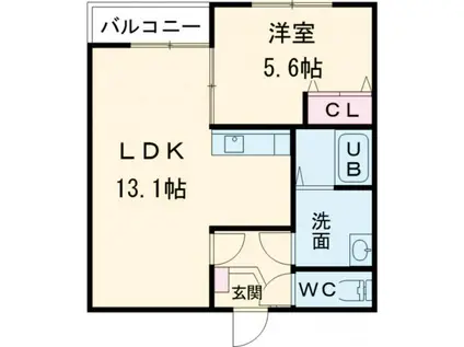 シュノアール(1LDK/1階)の間取り写真