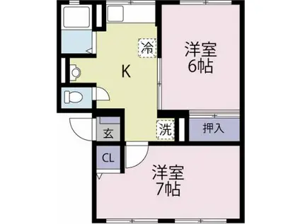 シティハイムイワサキA(2DK/1階)の間取り写真