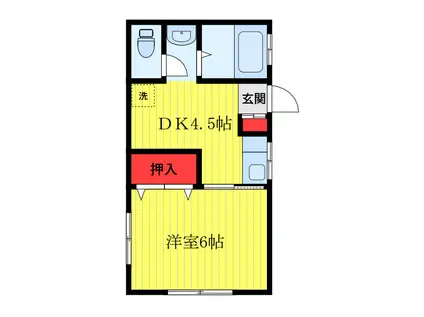 ハイツ亀崎(1DK/1階)の間取り写真