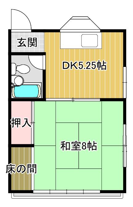 石渡アパート(1DK/2階)の間取り写真