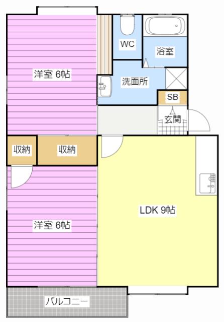 エスペランス広沢A(2LDK/2階)の間取り写真