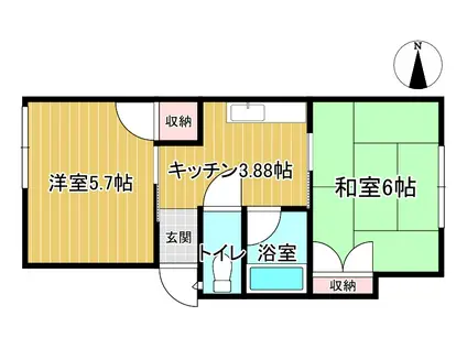 小林ハイツ(2K/2階)の間取り写真