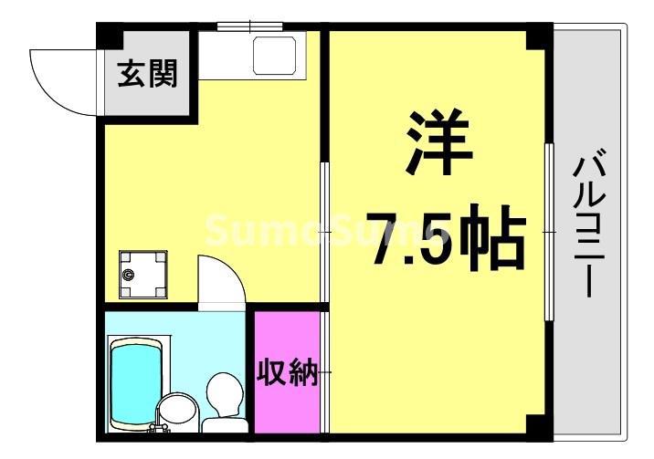 パル平野(1K/3階)の間取り写真