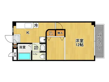 太郎殿ヴィレッジB棟(1K/2階)の間取り写真