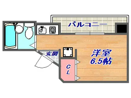 パルテールⅠ(ワンルーム/3階)の間取り写真