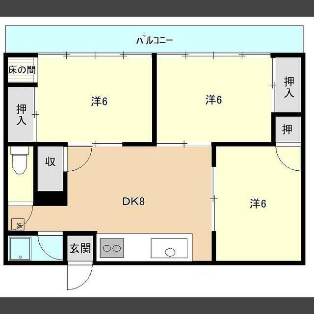 ドルフィン屋島(3DK/2階)の間取り写真