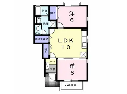 ヴィラファミールA・B(2LDK/1階)の間取り写真