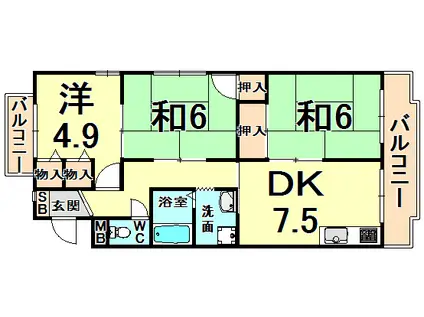 平成ハイツ(3DK/3階)の間取り写真