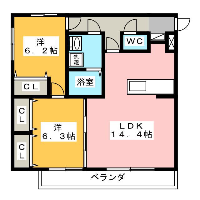 プリマヴェーラ(2LDK/3階)の間取り写真