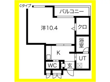 オラシオン大坪町(1K/1階)の間取り写真